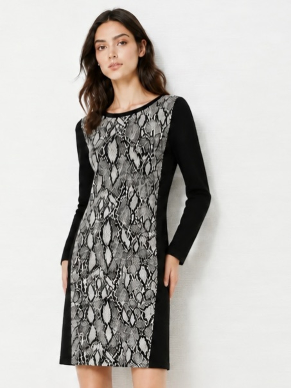 Anthropologie REBECCA TAYLOR Dress Shift Knit Black White Sweater Career
